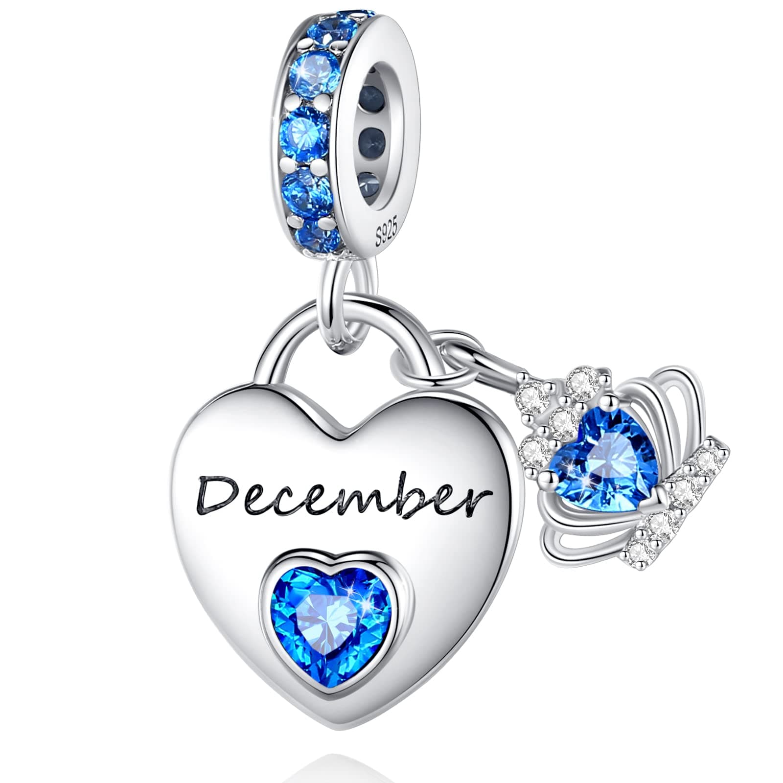 Birthstone Charms for Charms Bracelet: 925 Sterling Silver Heart Dangle Charms for Bracelets and Necklaces, Birthday Mother's Day Christmas Gifts For Women.