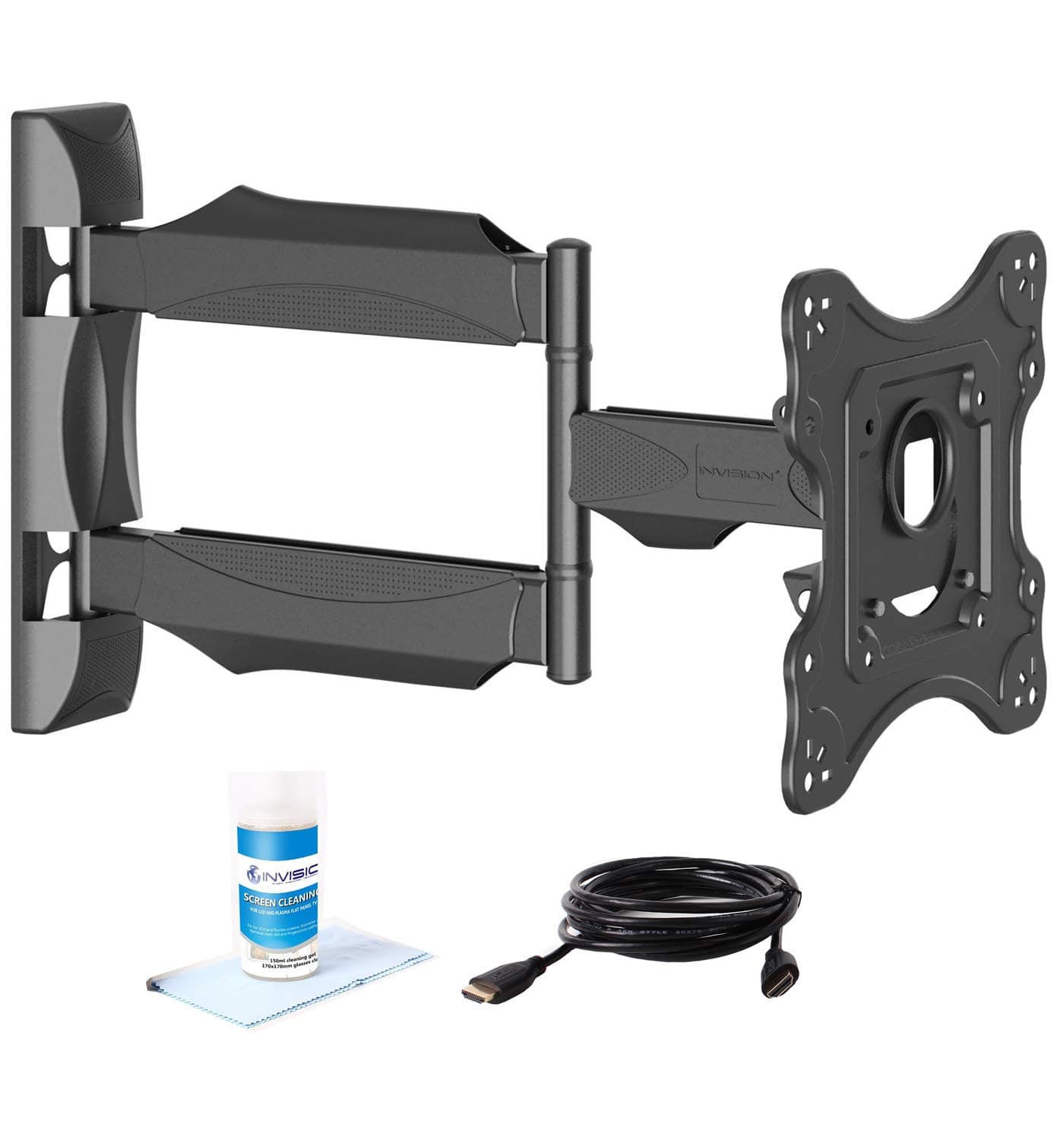 Invision® Tilt & Swivel TV Wall Mount Bracket 26" - 42" (Includes High-Speed HDMI Cable & Dust Repellent Screen Cleaning Gel) - Compatible with LED, LCD & Plasma, Max VESA 200mm x 200mm [Please Check TV VESA Mounting Holes Before Purchase]