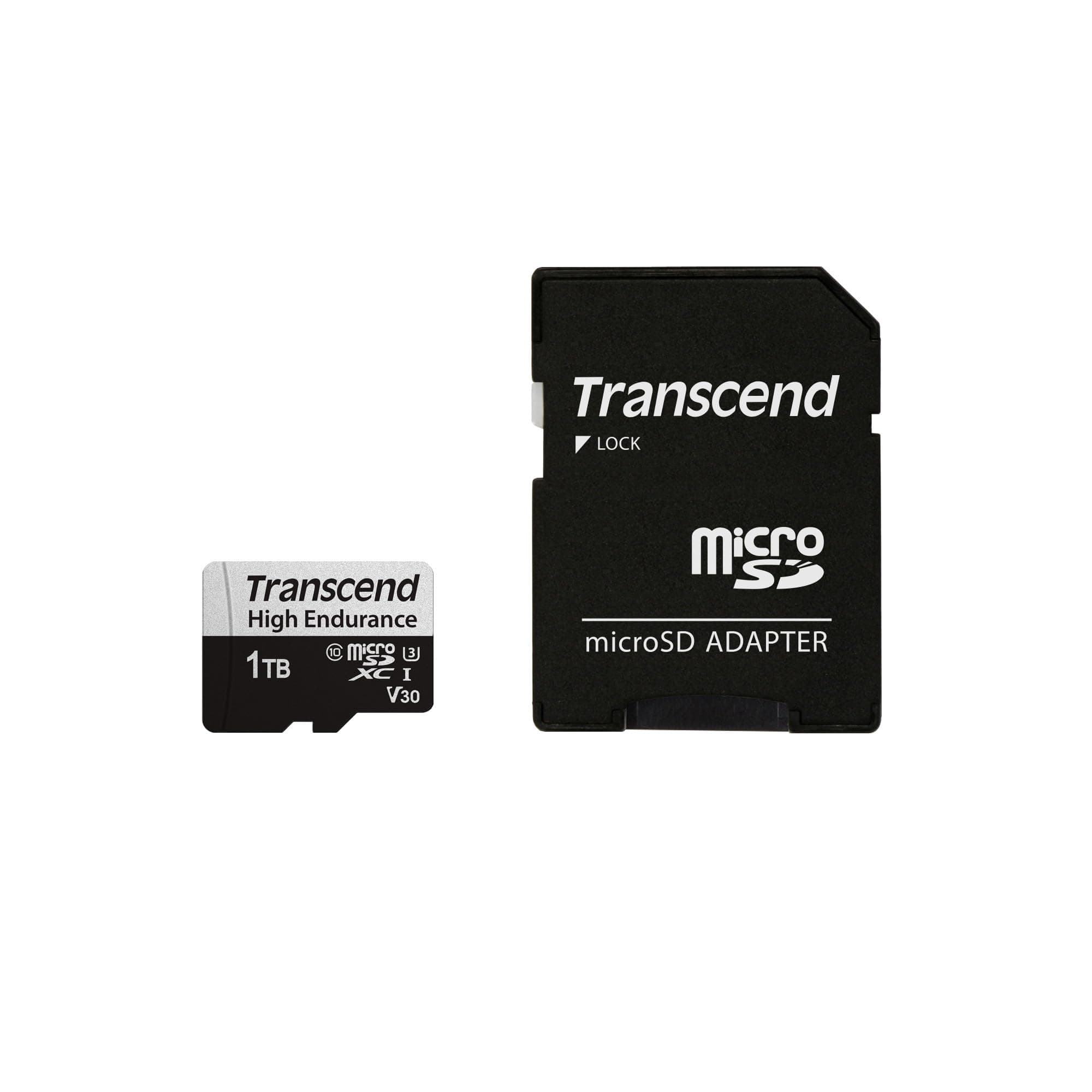Transcend 1TB 1TB microSD w/ adapter, Micro SD, Memory Card, U3, V30, 4K UHD, Up to 100MB/s, For Camera and Drones - TS1TUSD350V