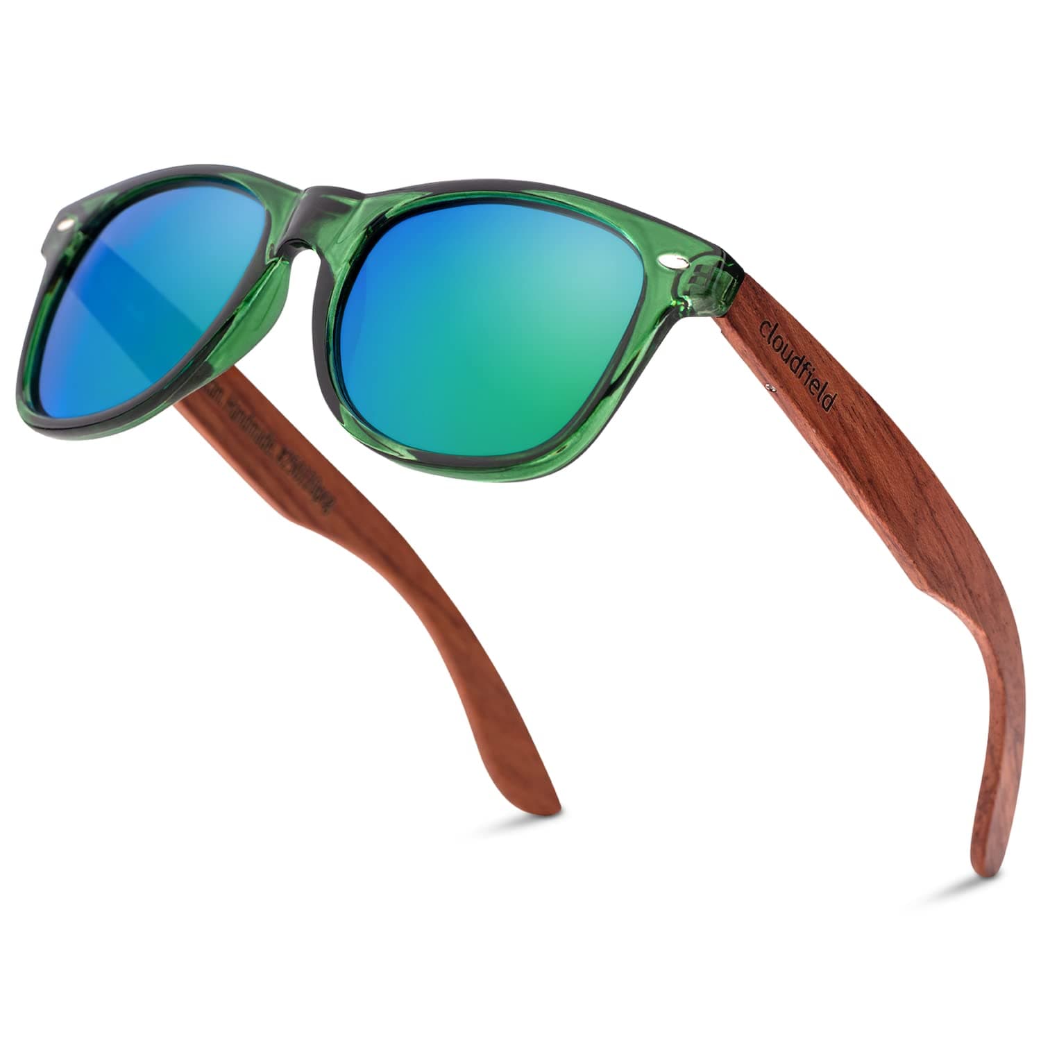 Wood Frame Sunglasses for Men and Women with 9-Layer Polarized Lenses and Double Layer of UV Blocking Coating
