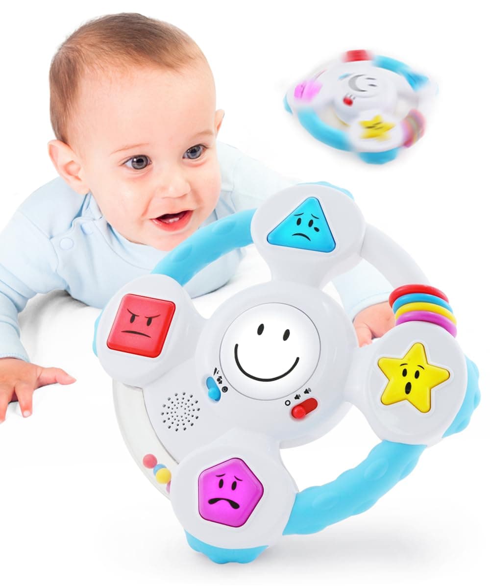 - My Spin & Learn Steering Wheel - Interactive Educational Toys for 6 to 36 Months Old Babies & Toddlers - Learn Colors, Shapes, Feelings & Music - Birthday Gifts for Children