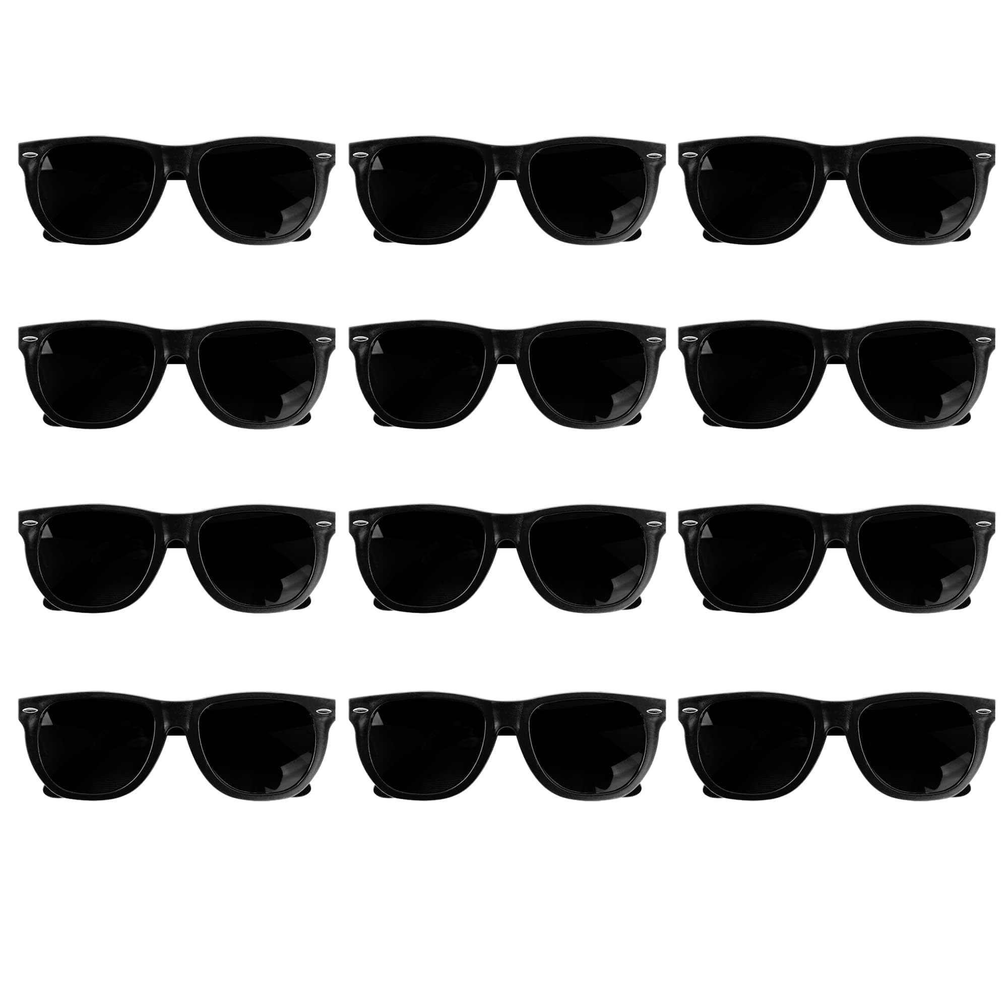 Super Z OutletPlastic Black Vintage Retro Style Sunglasses Shades Eyewear for Party Prop Favors, Decorations, Toy Gifts (12 Pairs)