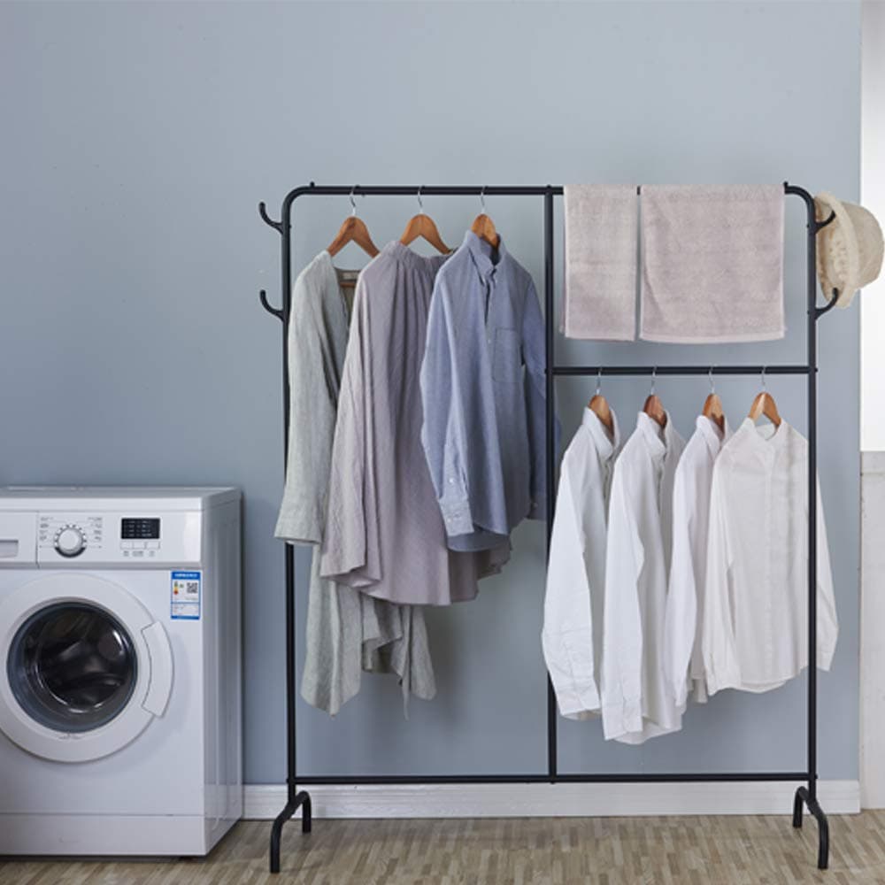 SINGAYE Garment Rack Freestanding Clothes Rack Rod Metal Garment Organizer 49.21" L17.71 W61.02 H Black (Garment rack-194B)