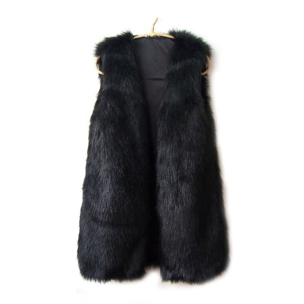 ideal4dress Women Faux Fur Shaggy Vest Gilet Sleeveless Coat Outerwear Waistcoat