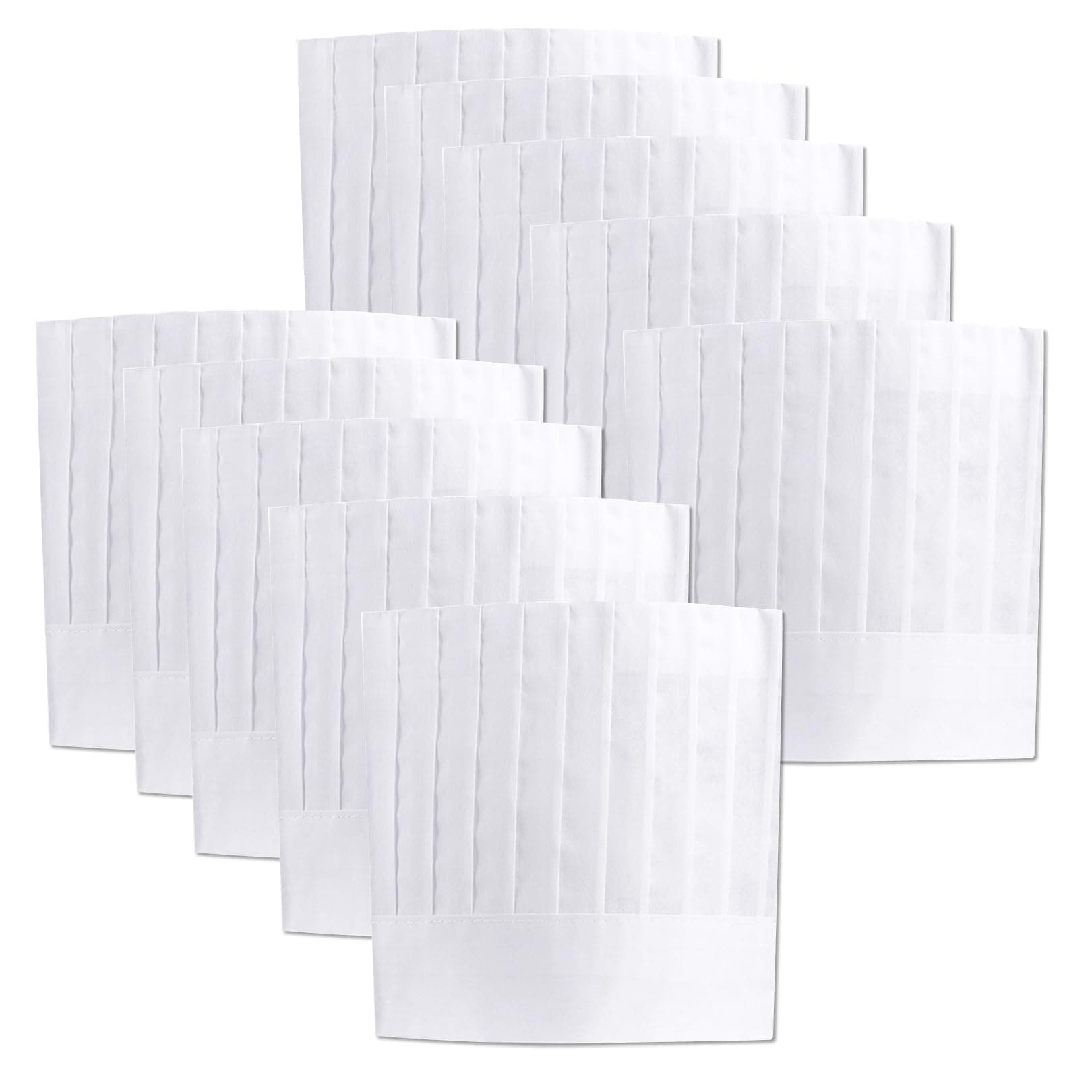 10-Pack Disposable Chef Hat, 9 inch Adjustable Cooking Hat, Kitchen Restaurant Cooking Caps Accessories, for Kitchen, Home, Restaurant, Catering, Cooking Party White