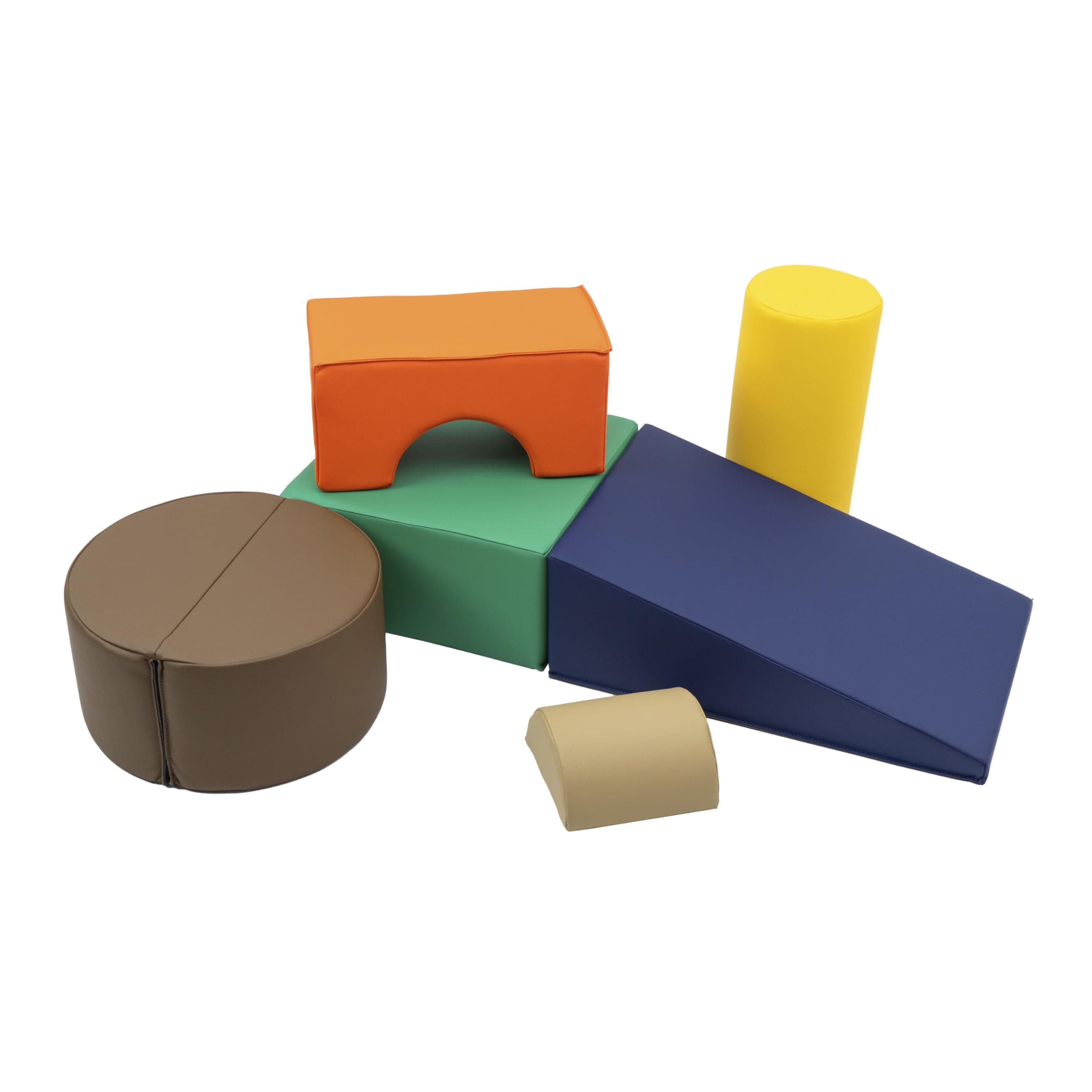 FDP SoftScape Playtime and Climb Multipurpose Playset for Infants, Toddlers 10m-2yrs For Crawlers and Little Builders, Learn Gross Motor Skills at Home or Daycare (6-Piece)- Navy/Orange 12364-NVOR