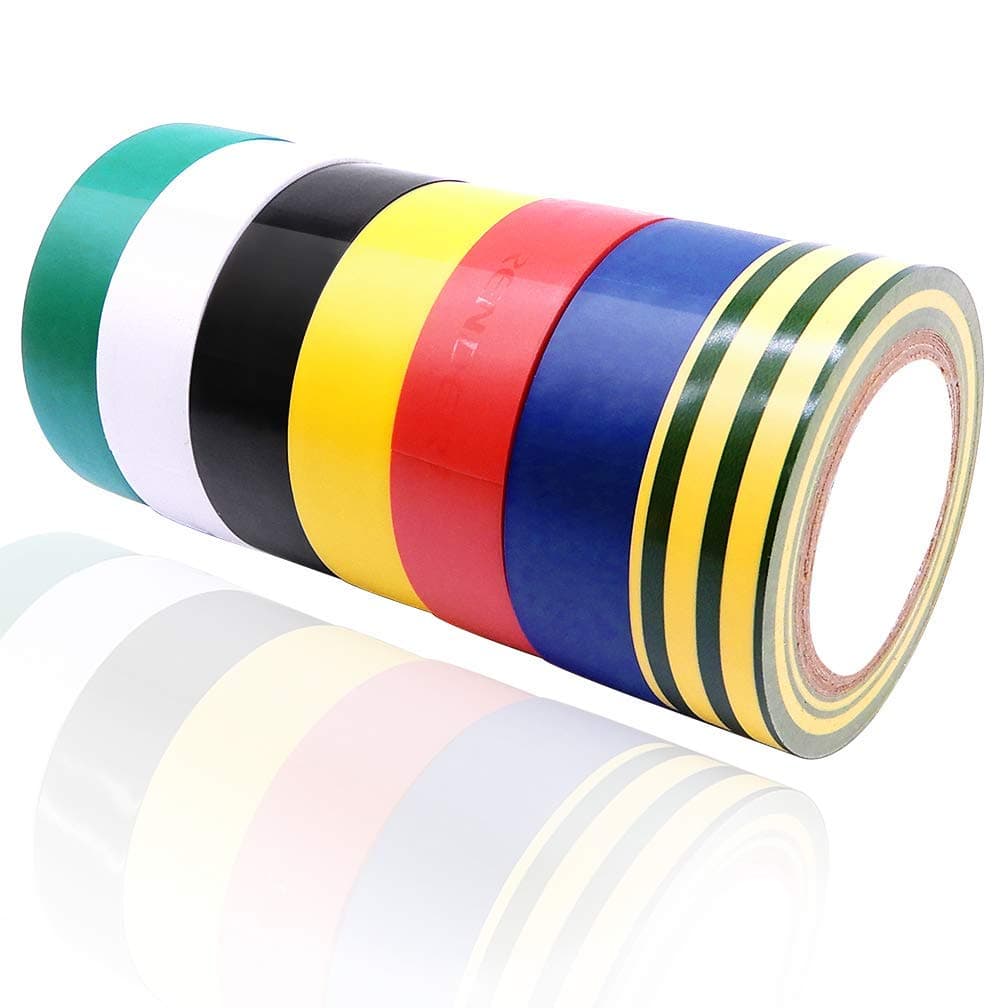 Maveek7 Rolls Water Proof Insulation Tapes Multicolor PVC Vinyl Adhesive Electrical Tape - Dimensions: 0.67in x 29.5ft (17mm x 9m)