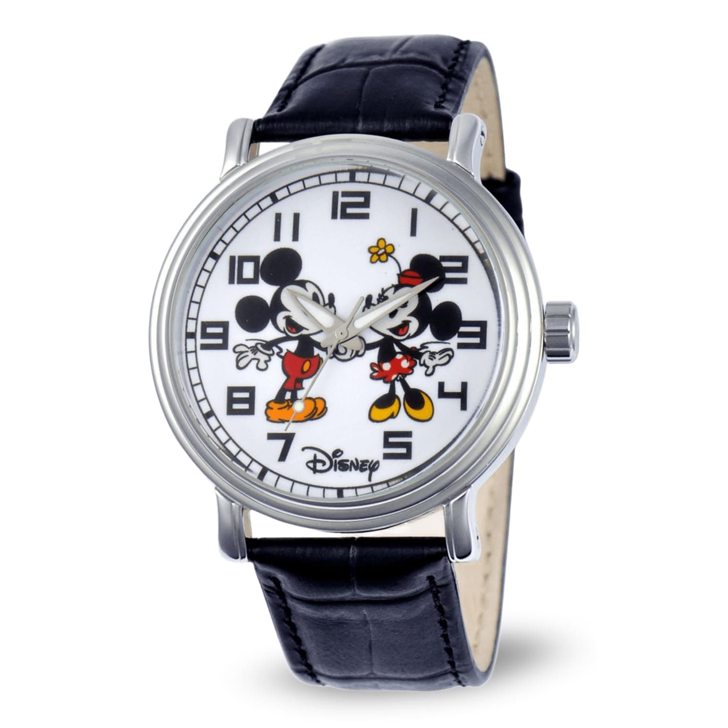 Donald Duck Watch for Men – Vintage-Inspired Donald Duck Watches for Men Featuring 's Face – Stylish & Fun Timepiece, White Dial, Silver Case & Black Leather Strap
