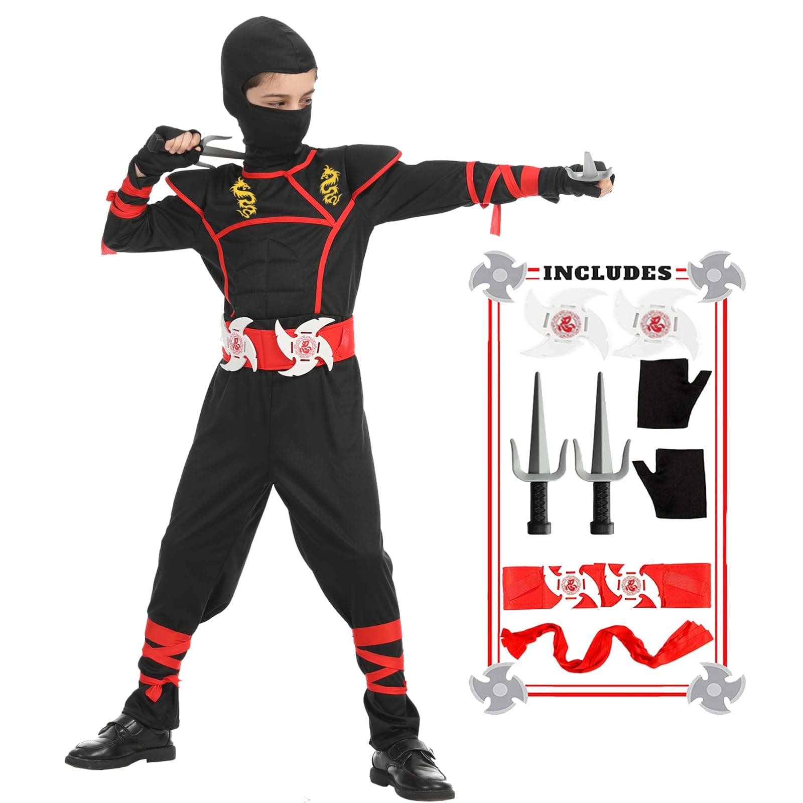 Ninja Costumes Set Halloween Ninja Costume Dragon Ninjas AccessoriesToys for Kids Role Play