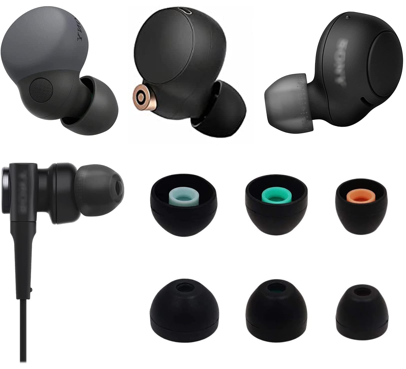 Eartips Compatible with Sony in-Ear Headphone, S/M/L 3 Pairs Soft Silicone Ear Tips, Compatible with Sony in-Ear Headset MDR-XB50AP XBA-H1 WF-XB700 WF-1000XM3 WF-SP800N, etc. SML 3 Pairs