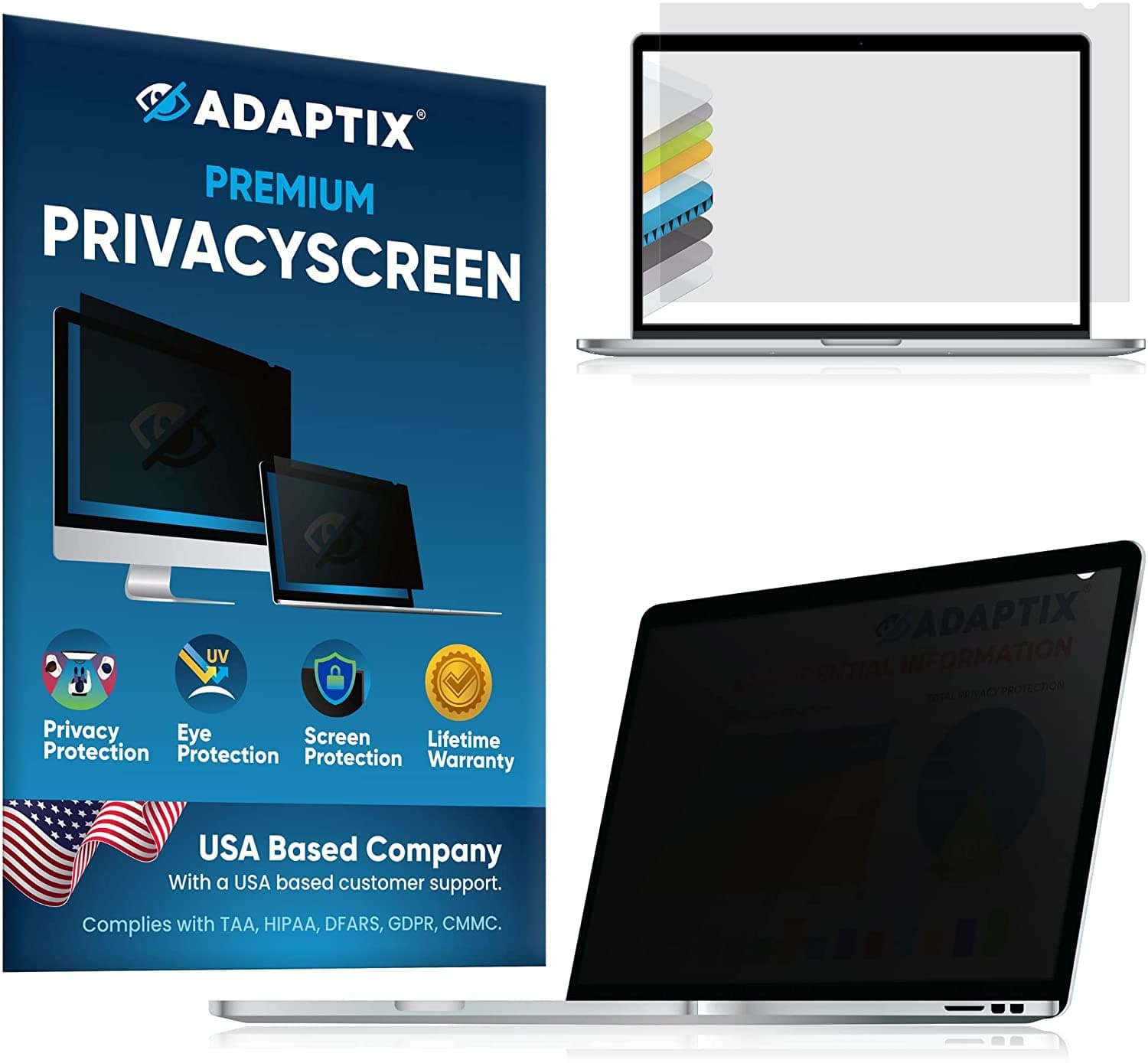 Adaptix MacBook Compatible – 13" Privacy Screen for MacBook Air – Anti-Glare, Anti-Scratch, Blocks 96% UV – Blue Light Screen Filter Protector [Late 2010-2017] (APFMA13)