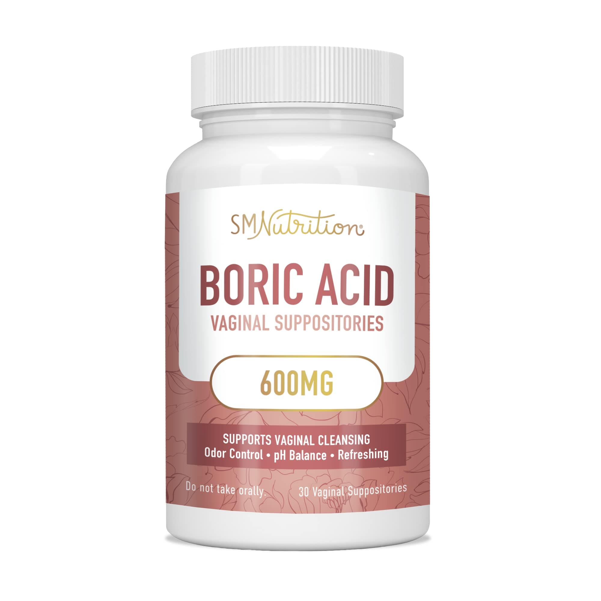 Boric Acid Suppositories for Women | 600mg | for pH Balance, Vaginal Odor & Itching | Feminine Intimate Health Supplement with Boric Acid & Aloe Vera | Unscented & Free of Artificial Dyes | 30 Count