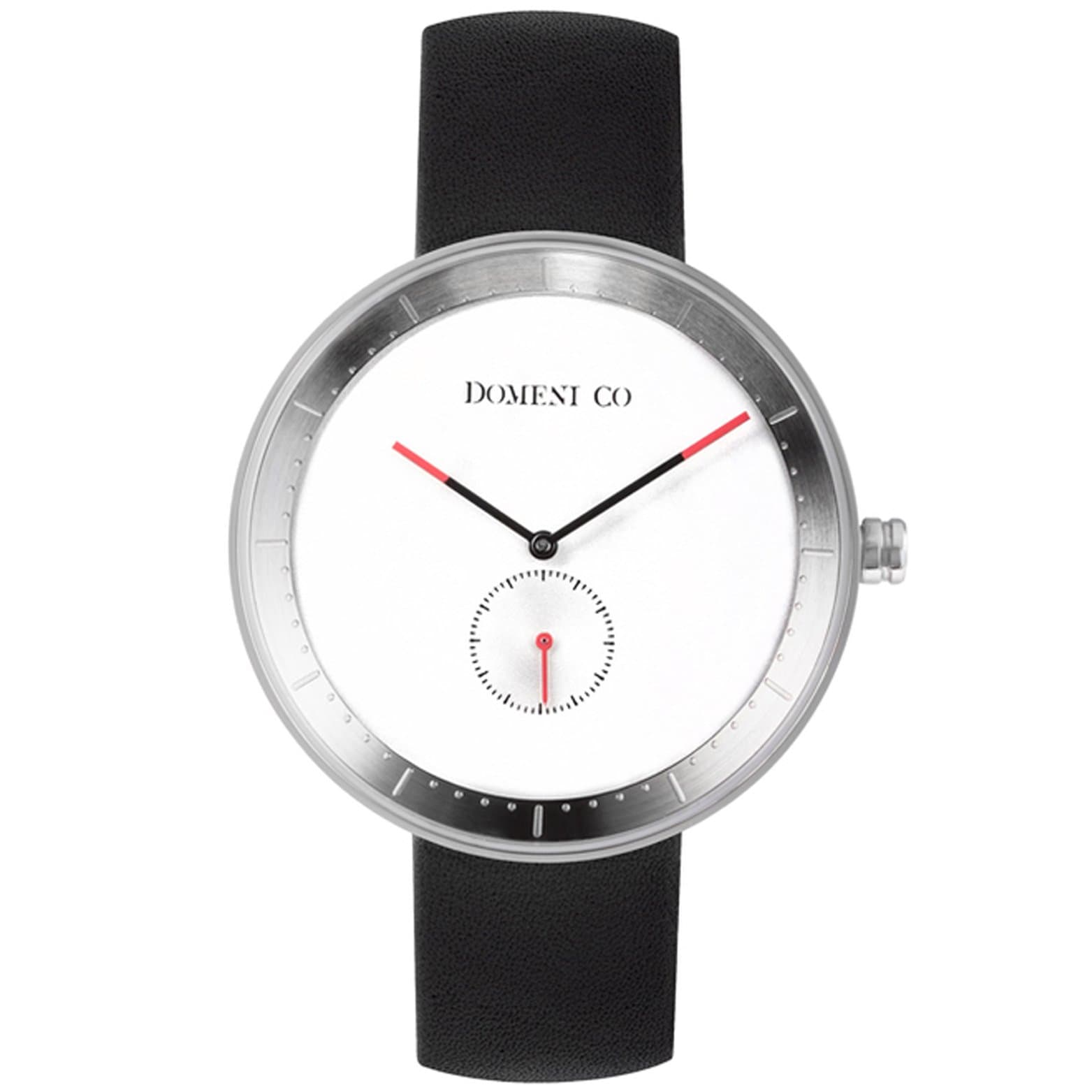 Co SSL01 Unisex Signature Series Stainless Steel Black Leather Strap Band White Dial Watch