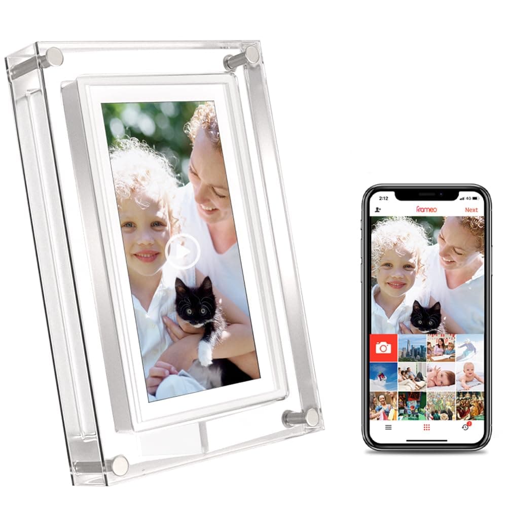 HAKRDRDOFRAMEO 5 Inch Smart WiFi Acrylic Digital Photo Frame IPS LCD Touch Screen, Auto-Rotate Portrait and Landscape, Built in 32GB Memory,Gift Choose Acrylic Digital Picture Frame
