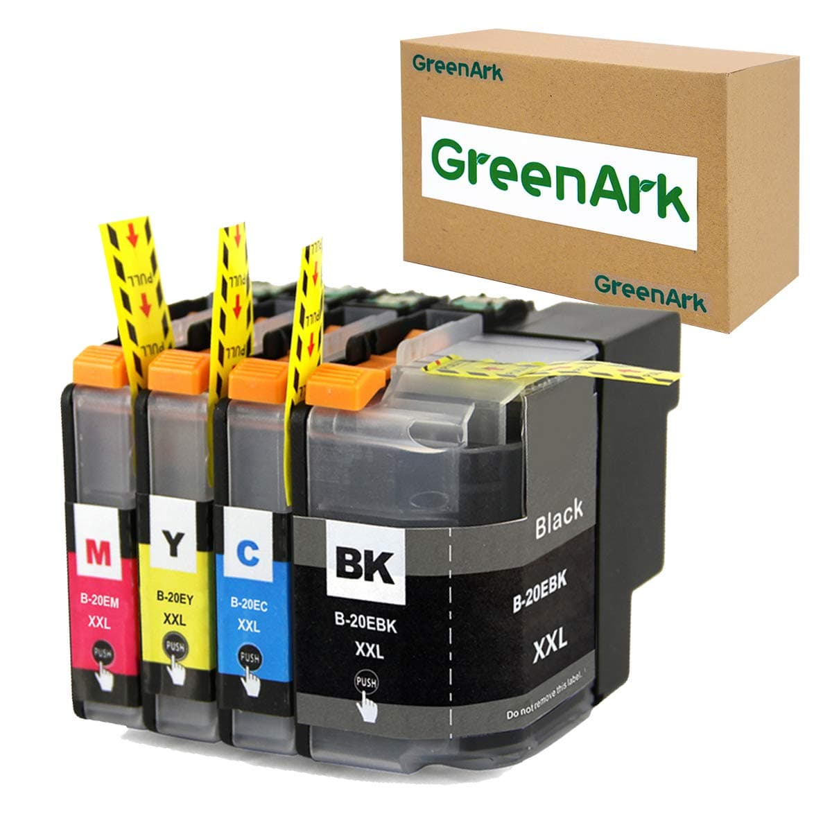 GREENARK Compatible Ink Cartridge Replacement for Brother LC20E XXL Super High Yield Ink Work for Brother MFC-J775DW XL MFC-J985DW MFC-J5920DW Printer (1x LC20EBK 1x LC20EC 1x LC20EM 1x LC20EY XXL)