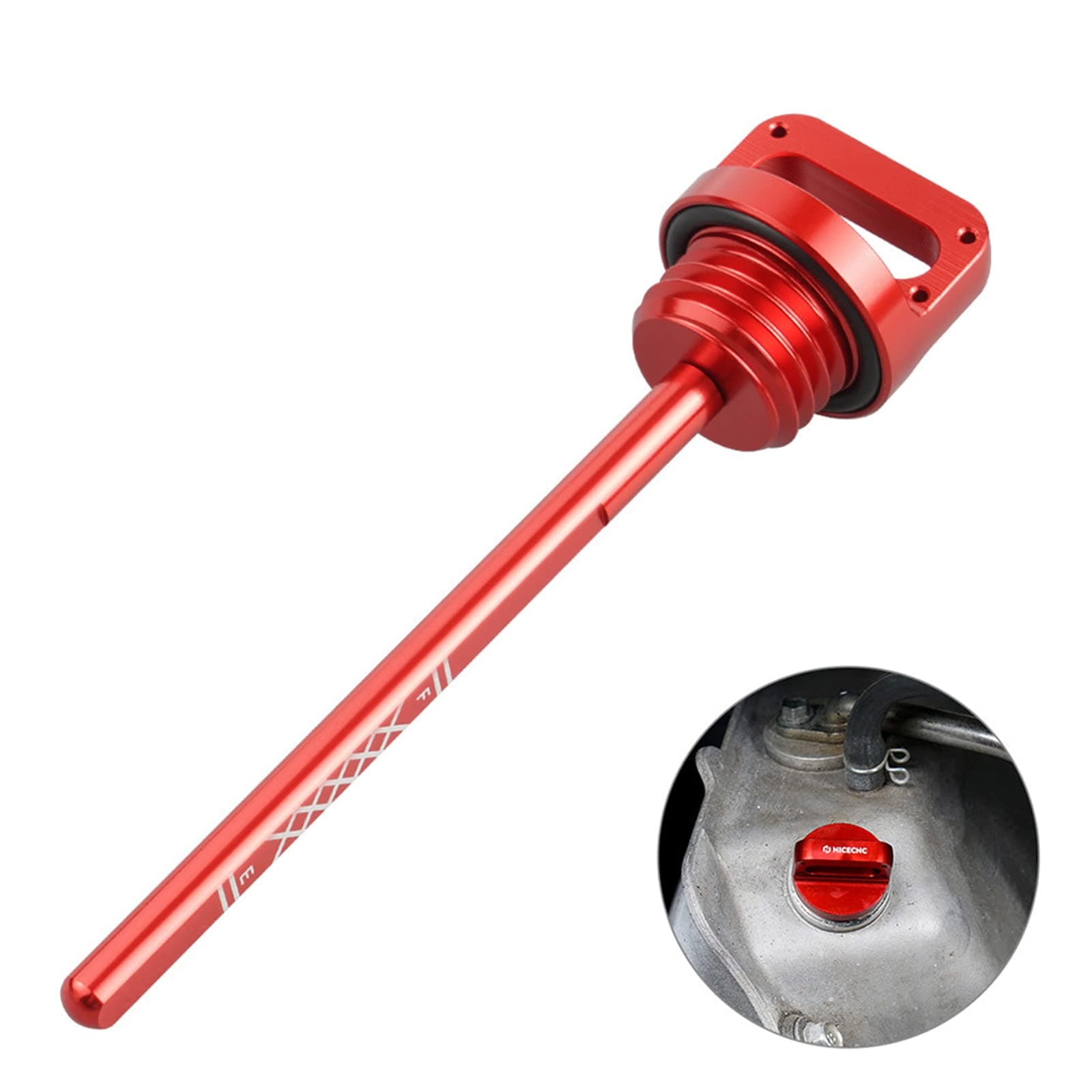 NICECNC T6 Aluminum Engine Oil Dipstick with O-Ring Compatible with Yamaha Raptor 700 YFM700 YFZ 450 2004-2009,2012-2013 Replacement for 5LP-21761-00-00 5LP-21761-00-00 See Fitment, Red