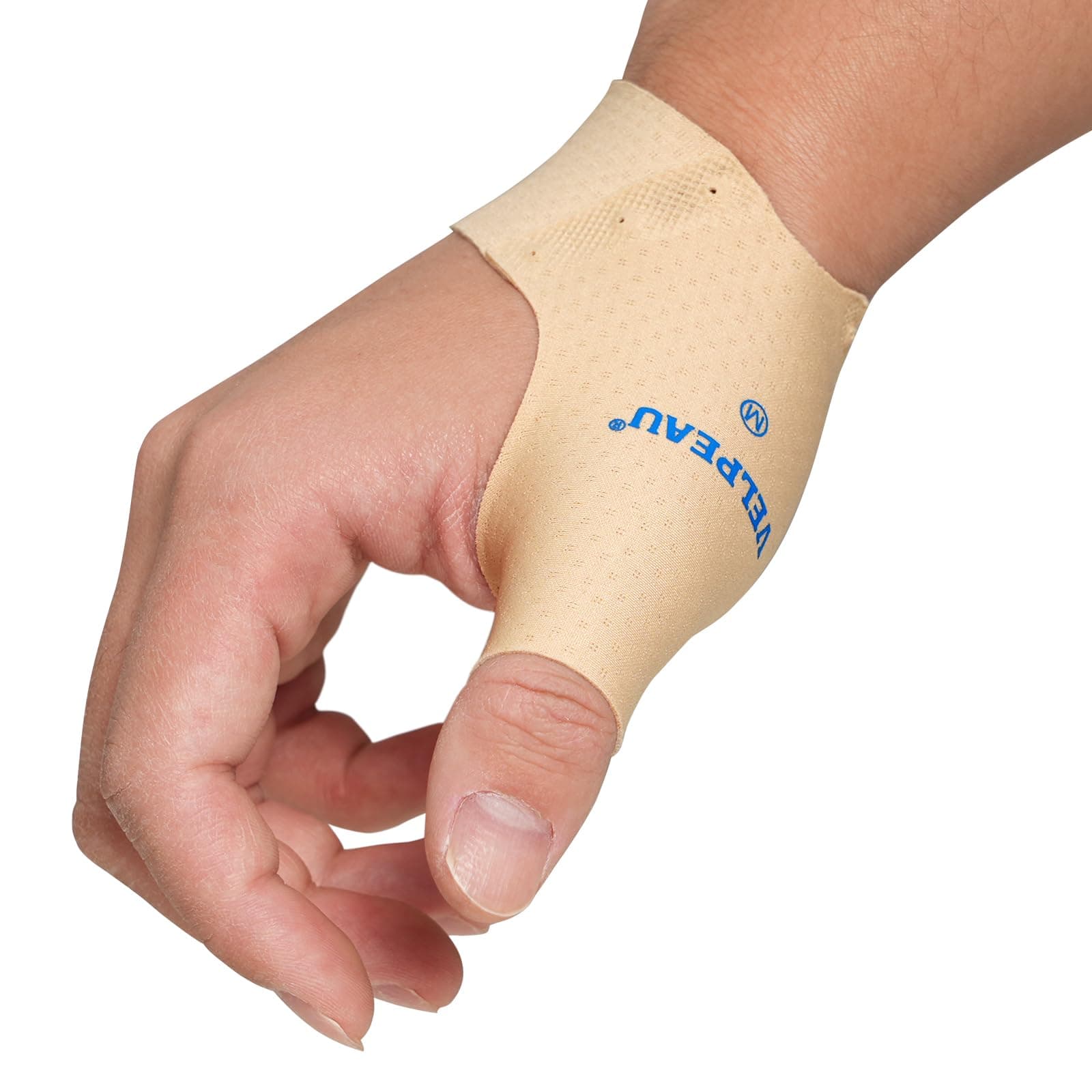 VELPEAU Elastic Thumb Support - Flexibility & Stability. Breathable thumb compression alleviates discomfort from Arthritis, Joint Pain, Tendonitis, and Sprains. Fits Left and Right hands (Short