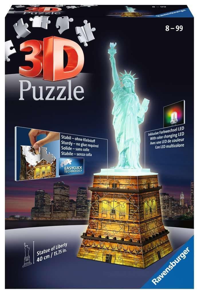 Ravensburger 3D Puzzles Statue of Liberty at Night, Multi Color (108 Pieces)
