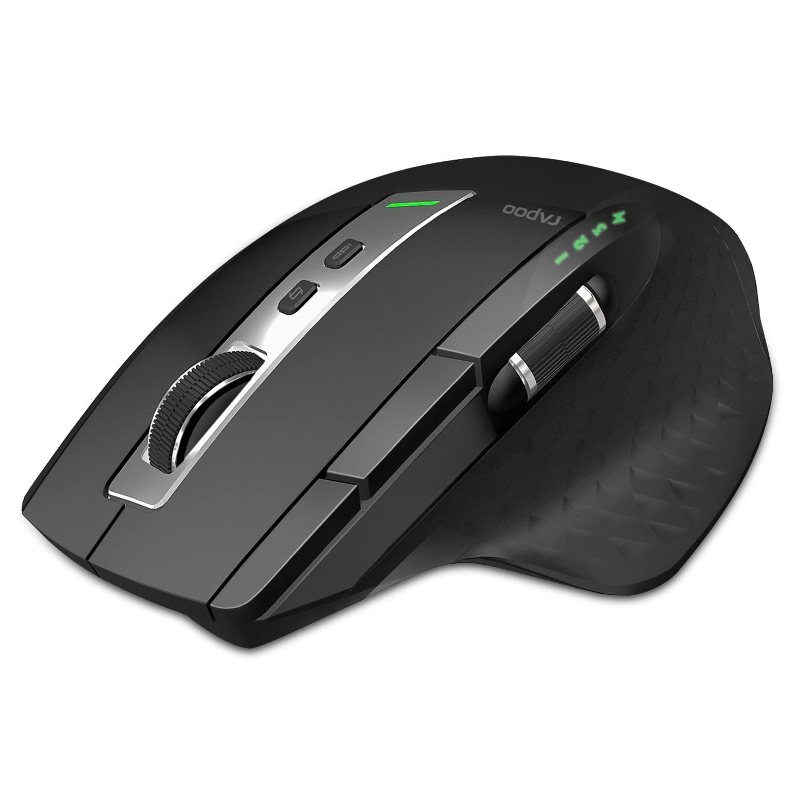 Rapoo Bluetooth Wireless Mouse, 4 Adjustable DPI Rechargeable , Multi-Device (3 Bluetooth+USB) Programmable Ergonomic Mouse with Side Roller, Laser Mouse for Laptop Desktop PC