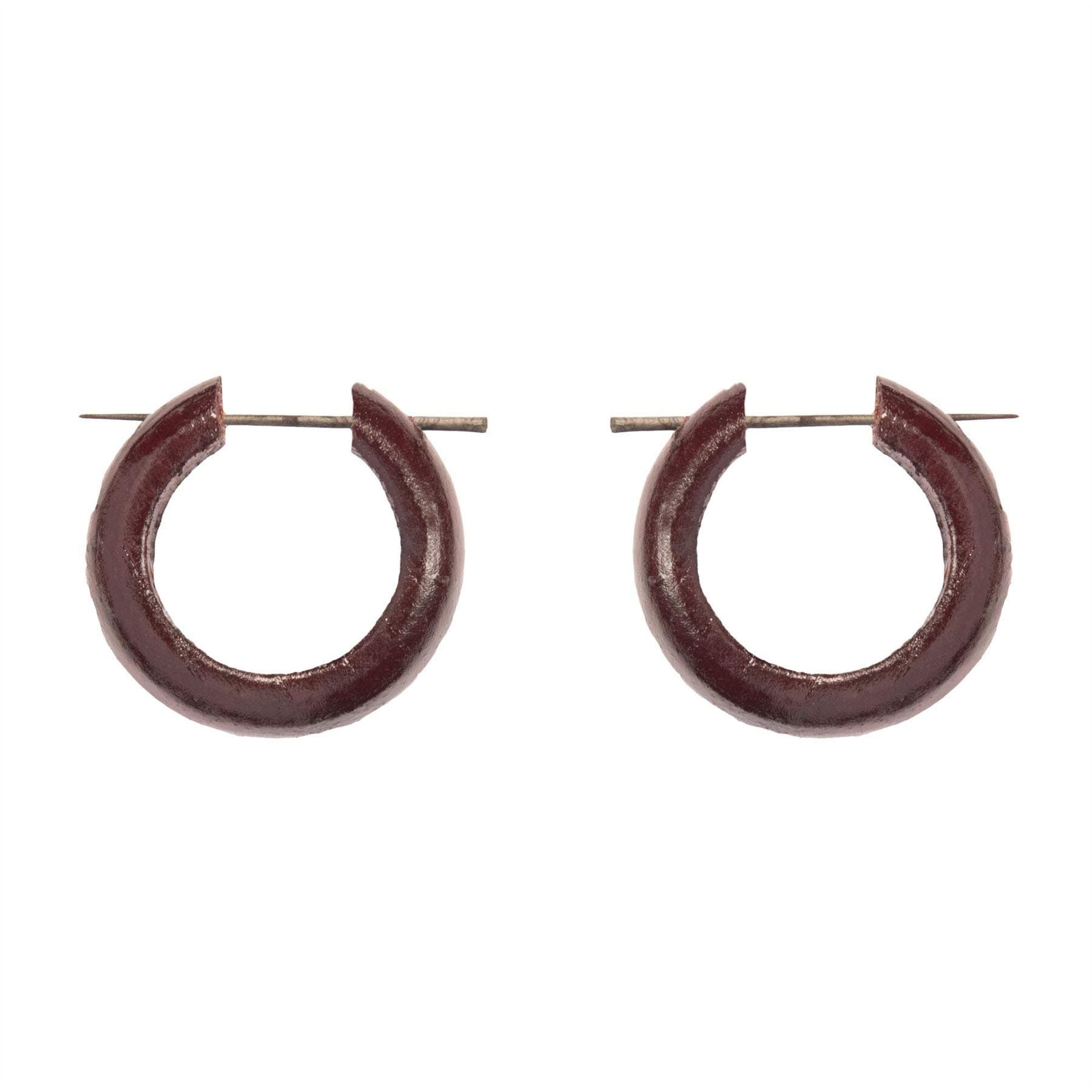 81stgeneration17.5mm Coconut Wooden Small Hoop Earrings - Brown Handmade Gothic Earrings - Tribal Wooden Hoop Earrings for Women and Men - Hippie Earrings - Handmade Earrings