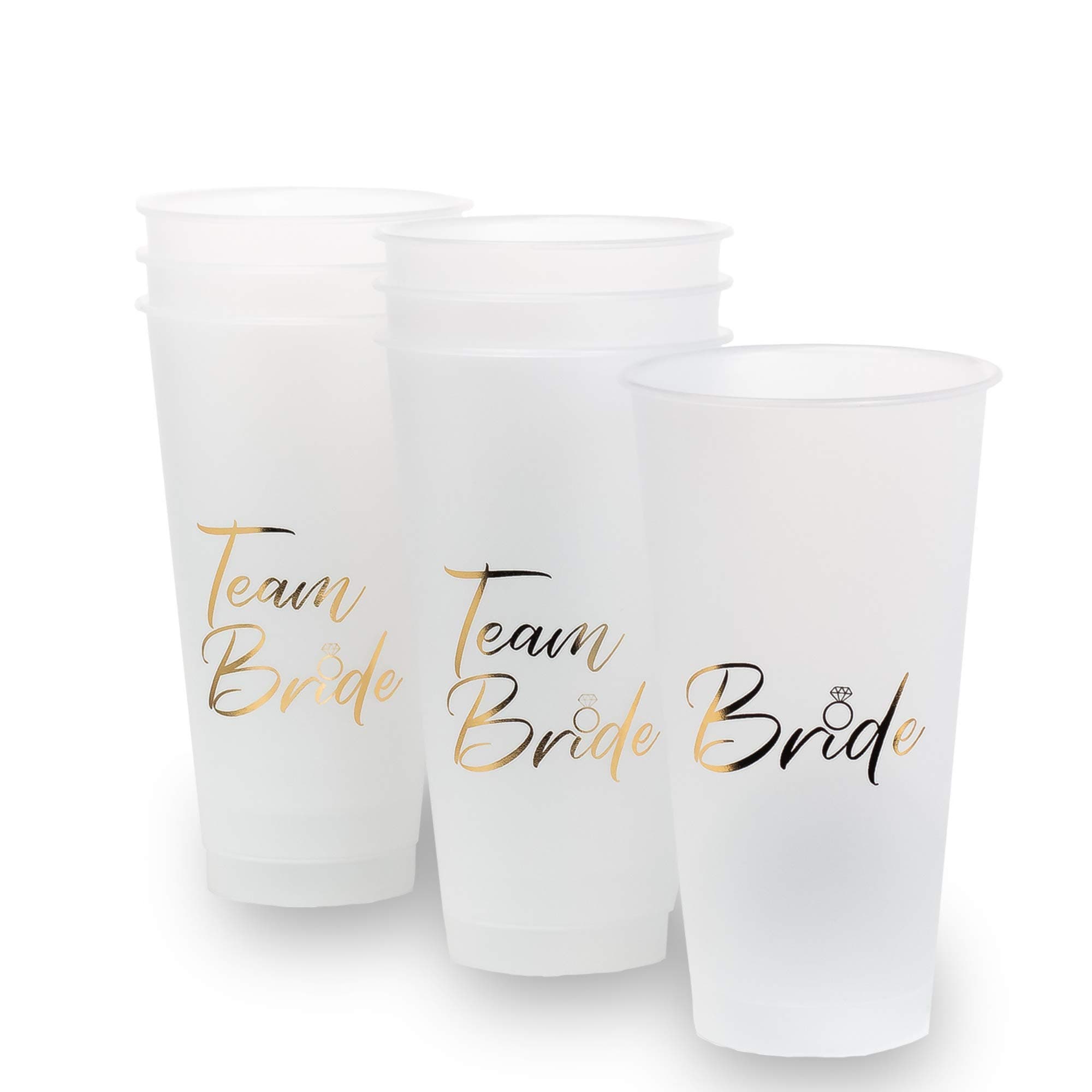 COLEBROOK DESIGNS Bachelorette Party Favors Cups Decorations Bridesmaid Proposal Gifts Bridal Party Gifts Team Bride 7 Pack Reusable Frosted White Cold Cups