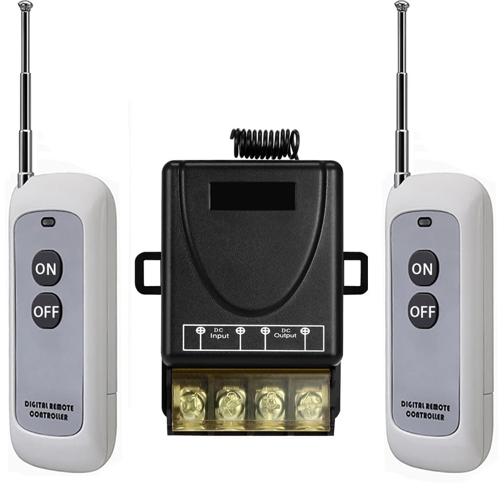 DC 12V Remote Control Switch,Wireless rf Low Voltage 12V/24V/10A/20A/30A Remote Relay Switch with 984FT Long Range for Motor, Fan,lamp,Lights,Anti-Theft Alarms, Roller Lind Door,