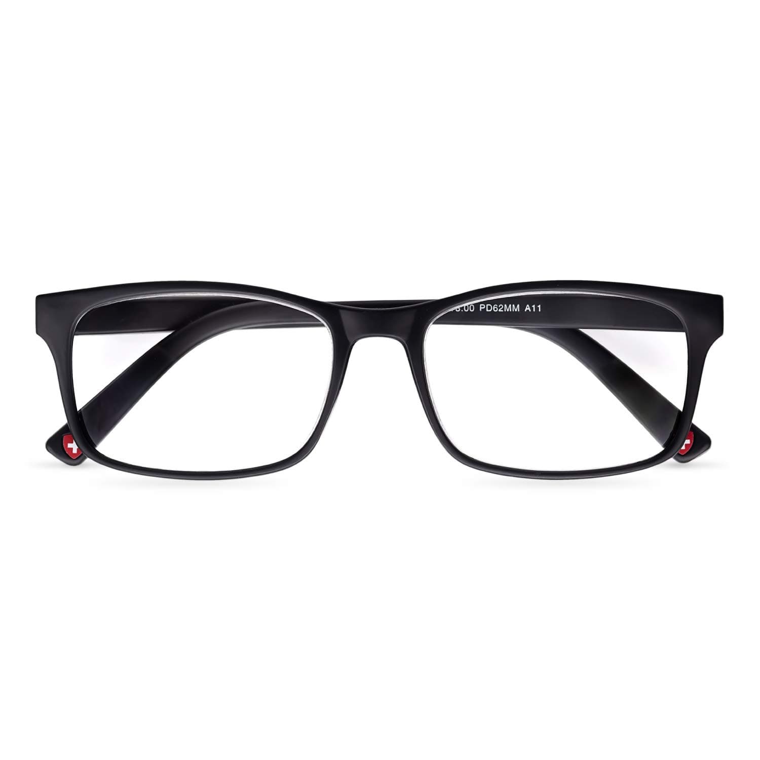 Mens Reading Glasses Womens Reading Glasses 1 1.5 2.0 2.5 3 3.5 | Reader Glasses, Black Frame Spectacles Square Rim| Trendy Eyeglasses Spectacles Geek Nerd Style Sold in UK Opticians (+2.50)