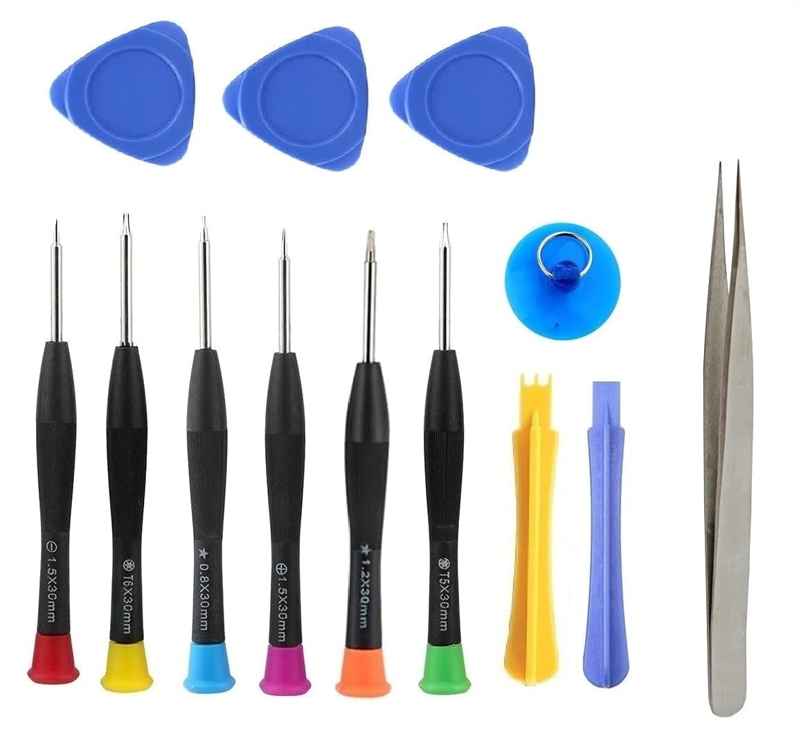 Vadda Bai 13 in 1 Professional Cell Phone Screwdriver Set with steel Pointed tweezer and 3 Triangle plastic Openers Tool Kit (Screwdriver with Steel Tweezer and openers)