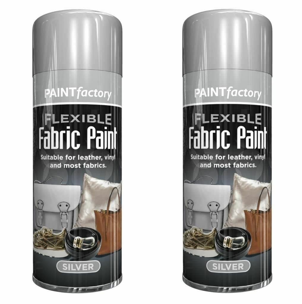 B&H New Flexible Fabric Spray Paint Leather Vinyl Textile Clothes Fast Drying 200ml Silver (2 x Spray Cans)