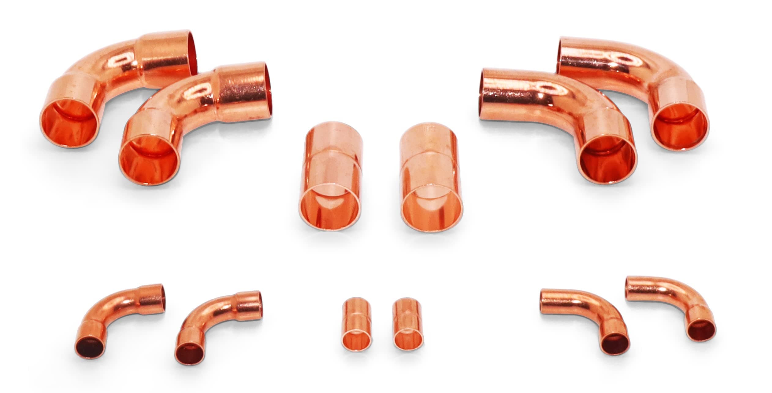 3/8" & 3/4" OD HVAC Long Radius Copper Kit - (2) Coupling , (2) 90's , (2) Street 90s