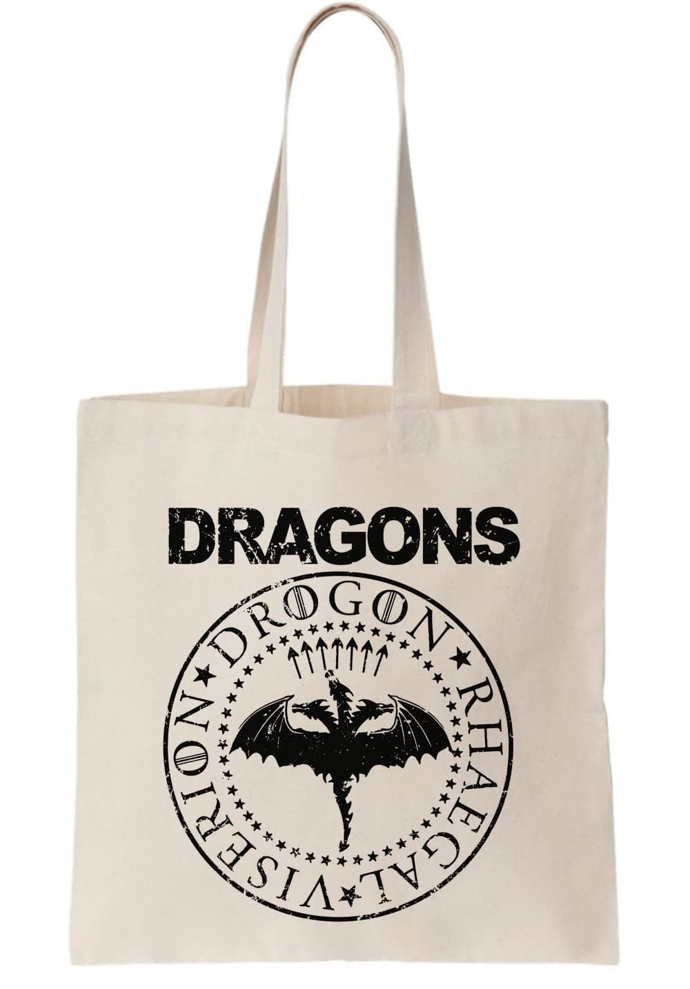 Dragons Rhaegal Viserion Dragon Artwork Canvas Tote Bag, Natural