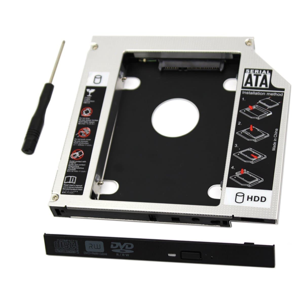 Universal SATA Hard Drive Caddy Adapter Tray Enclosures for DELL HP Lenovo ThinkPad ACER Gateway ASUS Sony Samsung MSI Laptop