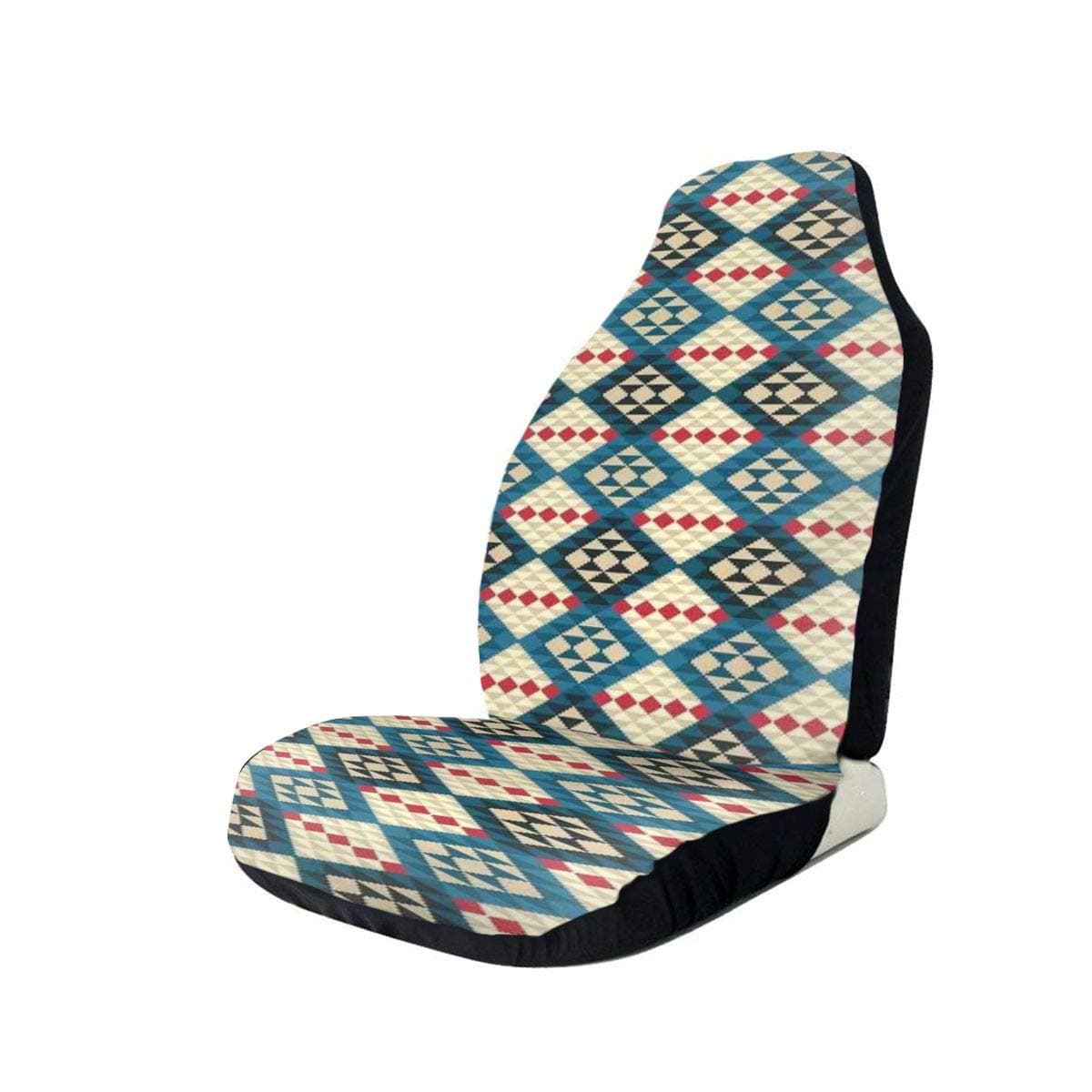 HHOWE Seat Covers Vehicle Protector Car Mat, Ethnic Braided Carpet View Mosaic Tribal Design,Fit Most Cars, Sedan, Truck, SUV,2pcs