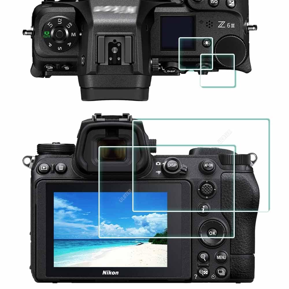 Screen Protector for Nikon Z6 III Z 6III Z6III Z6 III + Top [2+2 Pieces], Screen Protector LCD Tempered Glass 0.3 mm Hardness 9H Scratch Resistant Accessories