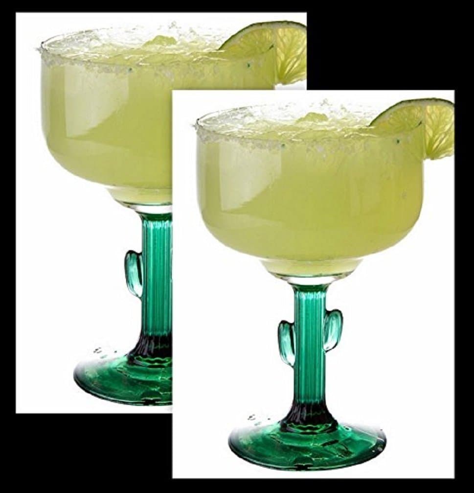 Margarita Glass with Jade like Cactus Stem (set of 4)