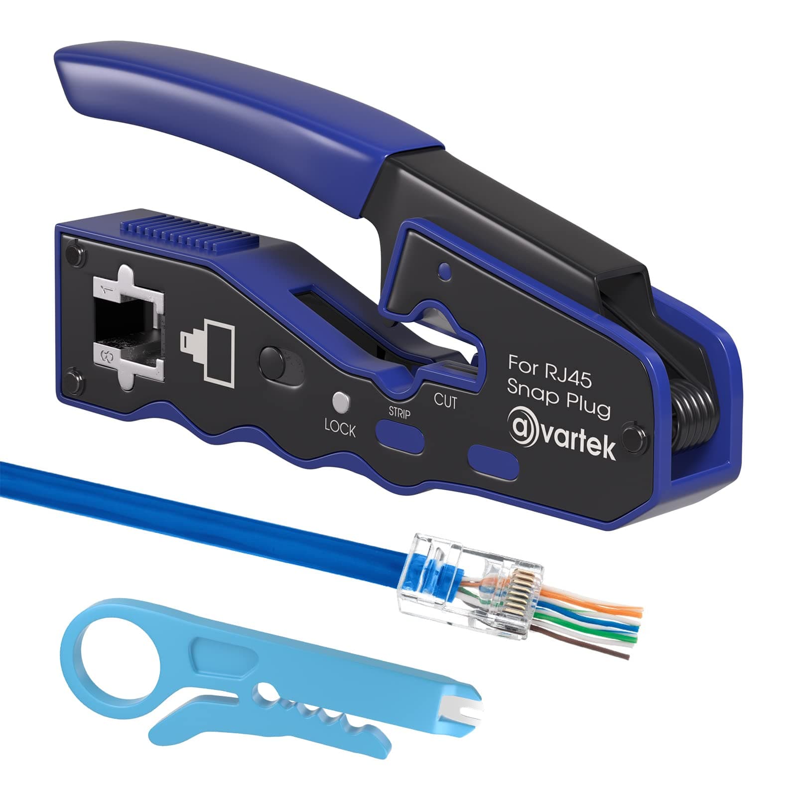 Pass Through RJ45 Crimping Tool Crimper for CAT6a CAT6 CAT5e CAT5 Pass Through Connectors, Professional Ethernet Network Wire Crimper Tool