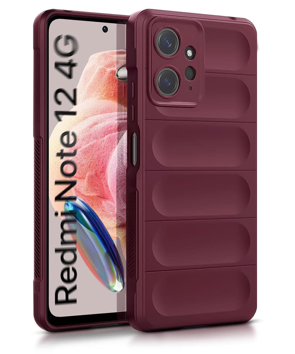 WOW IMAGINE Ultimate Silicon Back Cover Case for Xiaomi Redmi Note 12 4G | Military Grade Drop Protection Shockproof Bumper | Anti-Slip Grip | Scratch Proof Micro-Fibre Cloth Inside (Crimson Red)