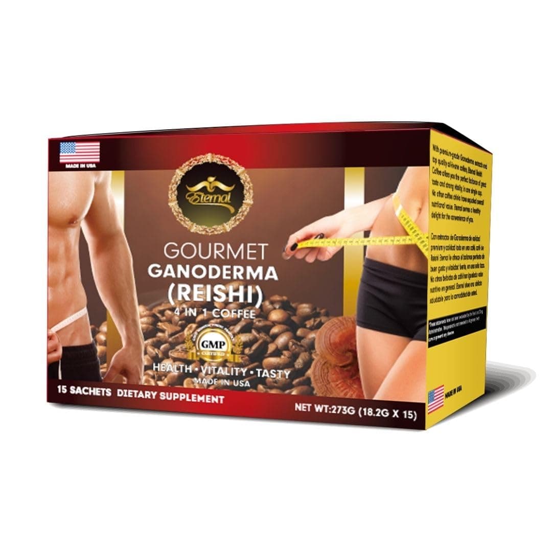 Eternal Spirit Beauty - Asian Latte Coffee Ganoderma Singles, 15 Packets (0.64 oz) – Instant Coffee Mix with Reishi Mushroom, Creamy Light Roast, Travel-Friendly Sachets