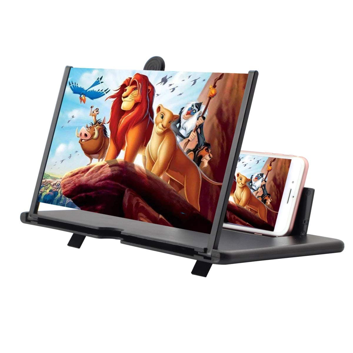 iKKEGOL 12" Screen Magnifier, 3D HD Mobile phone Enlarger Magnifying Amplifier Projector for Movies Videos and Gaming, Foldable Phone Stand Support all Smartphones (Black)