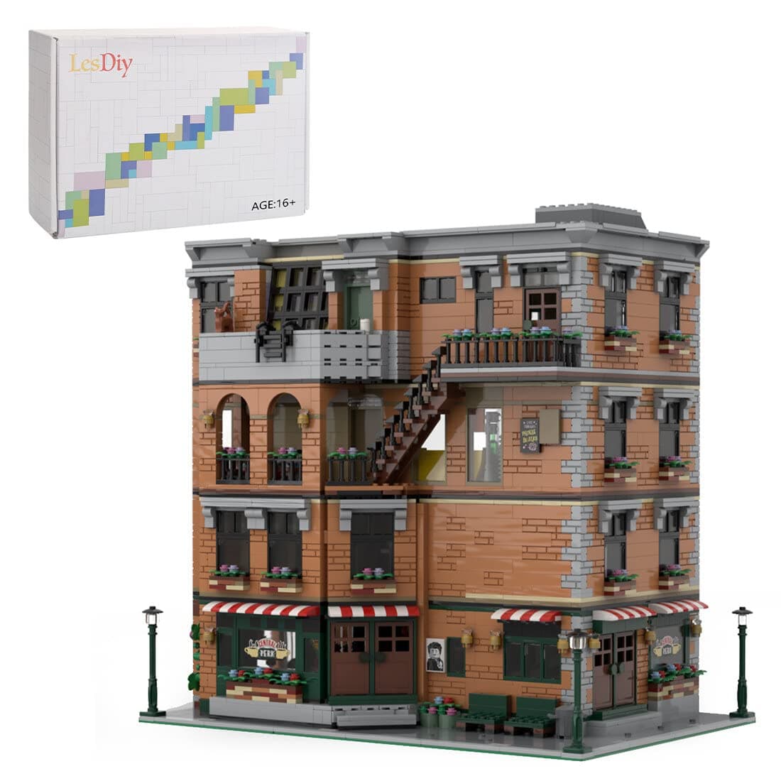 Ottima Modular Mixed Apartment Building Kit, MOC-80163 Street View Modular Building Kit Gift for Adults Compatible with Lego Architecture - 5677PCS