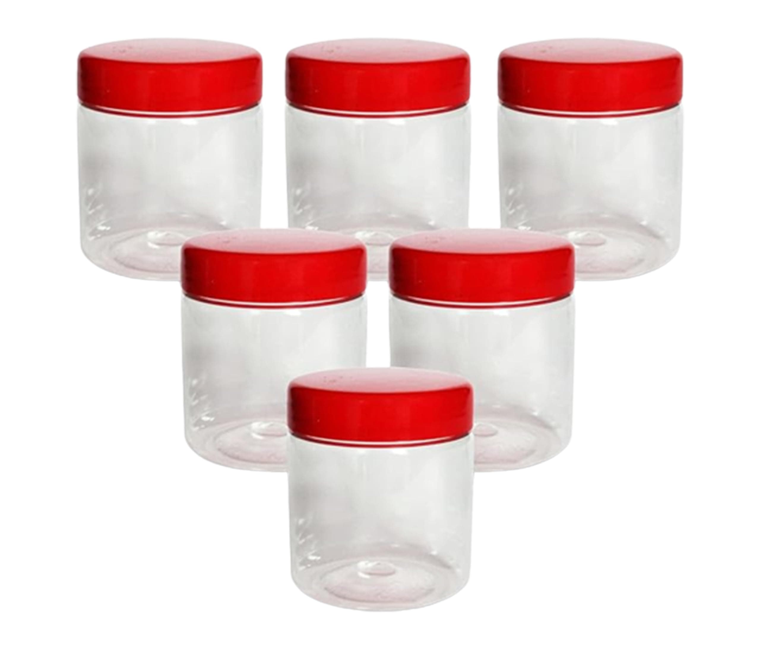 6 x 100ml Round clear Plastic Storage Jar with screw top lids, airtight BPA free food storage containers for kitchen, Hardware Storage, canisters