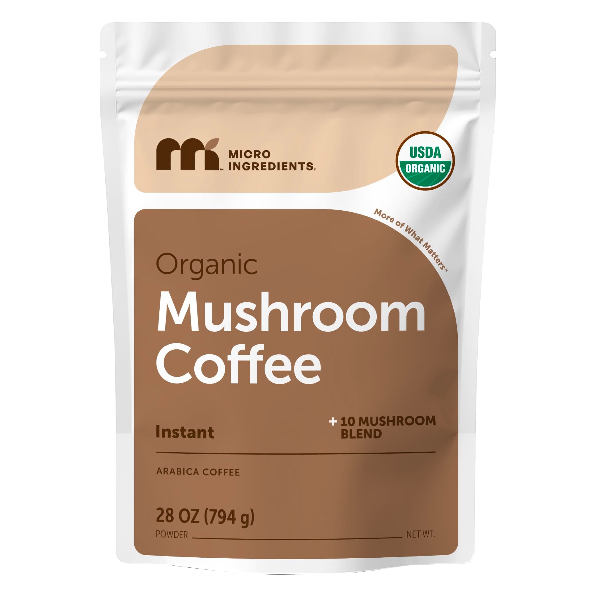 Micro Ingredients Organic Instant 10 in 1 Mushroom Coffee Powder, 28 Ounce (317 Servings) | Premium Arabica Coffee with Lion’s Mane, Chaga, Reishi & More