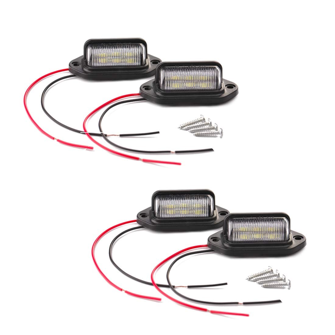 CZC AUTO 4PCS 12V LED Exterior License Plate Tag Light, Interior Courtesy Dome/Roof Trunk/Cargo Underhood Lamp, Total 12 White SMD Bulb, Waterproof/Rainproof, Legal for Car Truck RV Trailer