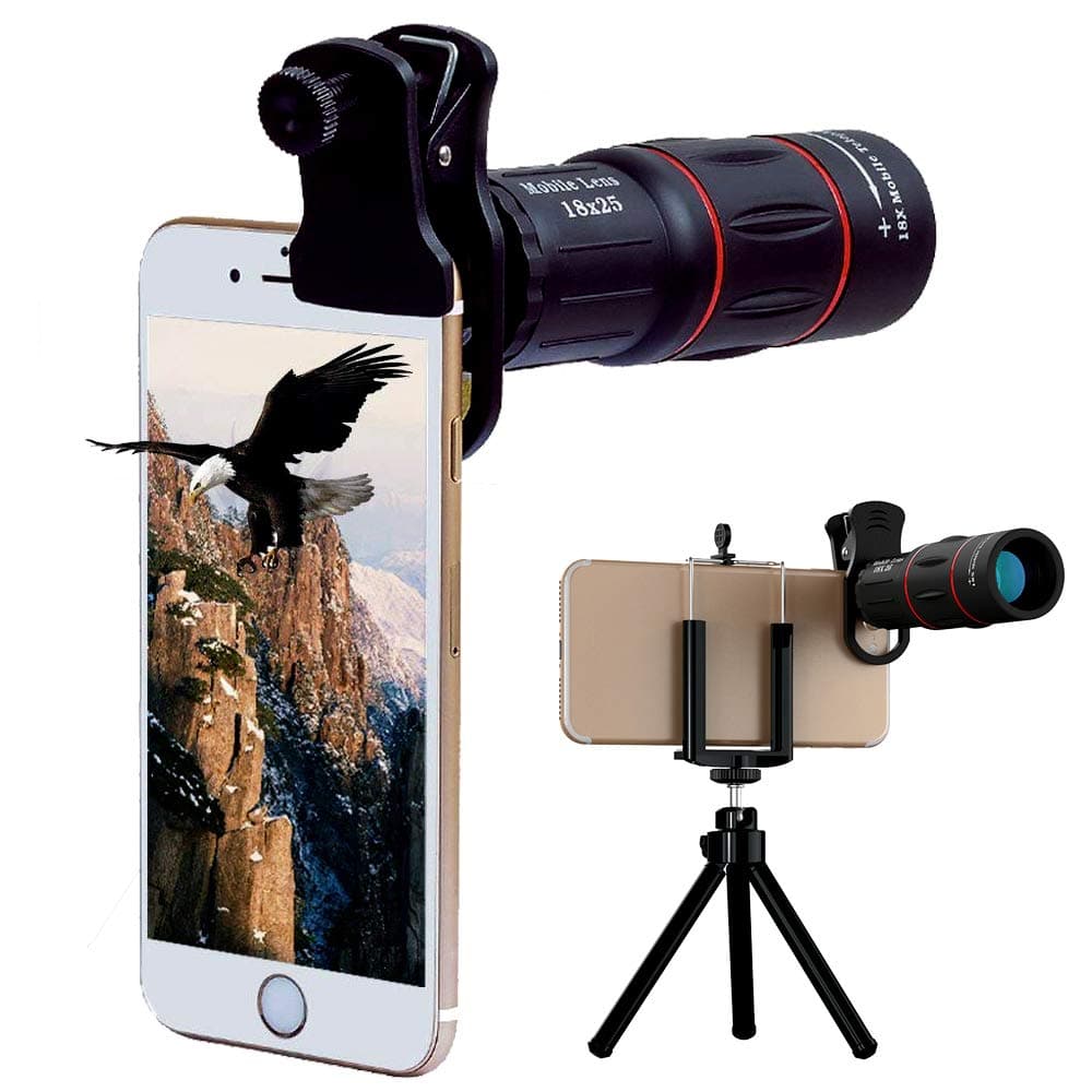 Universal 18X Telephoto Lens Mobile Smartphone Zoom Lens with Tripod for iPhone X 8 7 6 Plus 6S Samsung Galaxy S8 S8 S7 Huawei and Most Android Smartphones