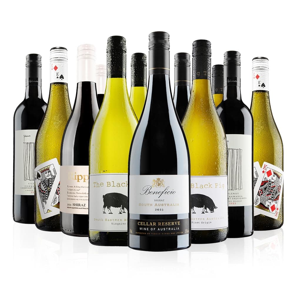 Aussie Blockbusters Mix – 12 bottles (75cl) – red and white wine from Australia – Shiraz, Cabernet Sauvignon, Viognier, Chardonnay & Pinot Grigio