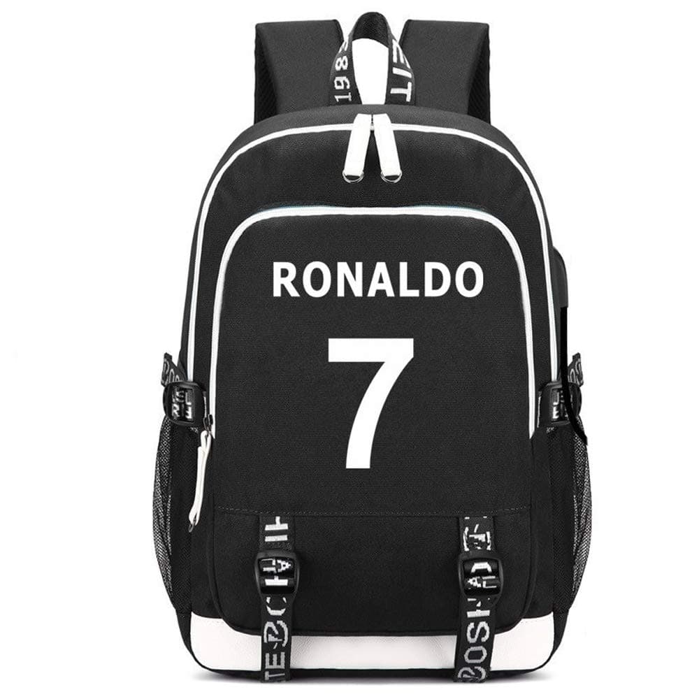 SJYMKYC Ronaldo Backpack Cr7 Juventus School Bags Backpack for Teenager Women Men Daypack Boys Girls School Backpacks (Black)