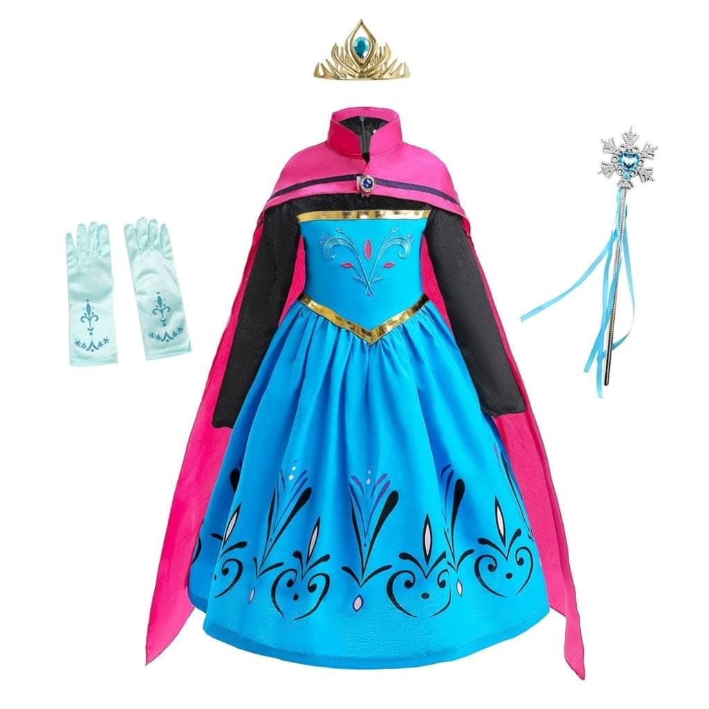 Lito Angels Princess Coronation Costume Dress Up with Cape for Kids Girls, Birthday Fancy Party Outfit, Age 12 Months-13 Years
