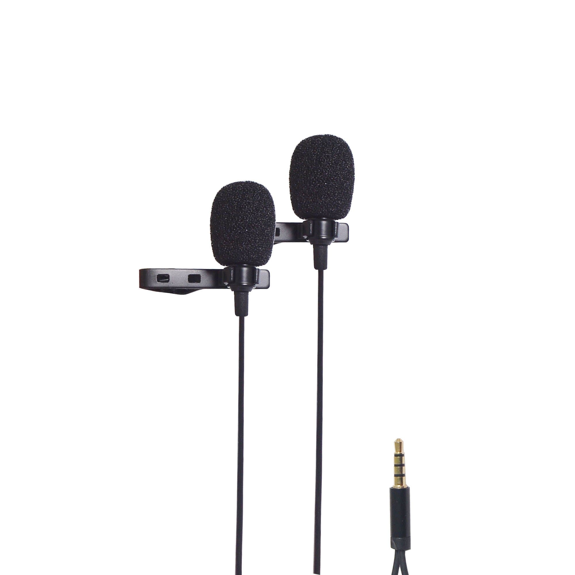 Riqiorod Dual Lavalier Microphone, Lapel Interview Clip-on Mini Omnidirectional Condenser Mic with TRRS to TRS Adapter for iPhone Android Smartphones iPad Media Player Xbox One Gaming Laptop, 5 Feets