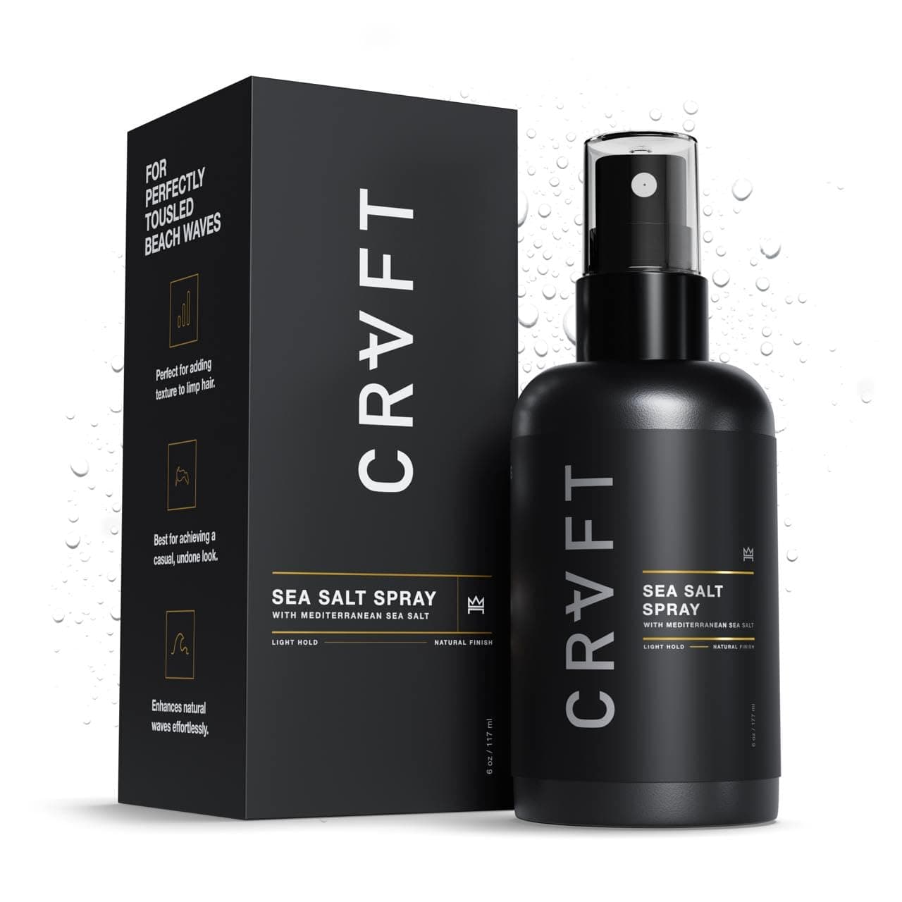 Sea Salt Spray 6oz - Men's Volumizing Lift & Texturizing Light Hold Styling Product - Barber Approved - Natural Beach Matte Finish - Premium Natural Water-Based - Paraben-Free