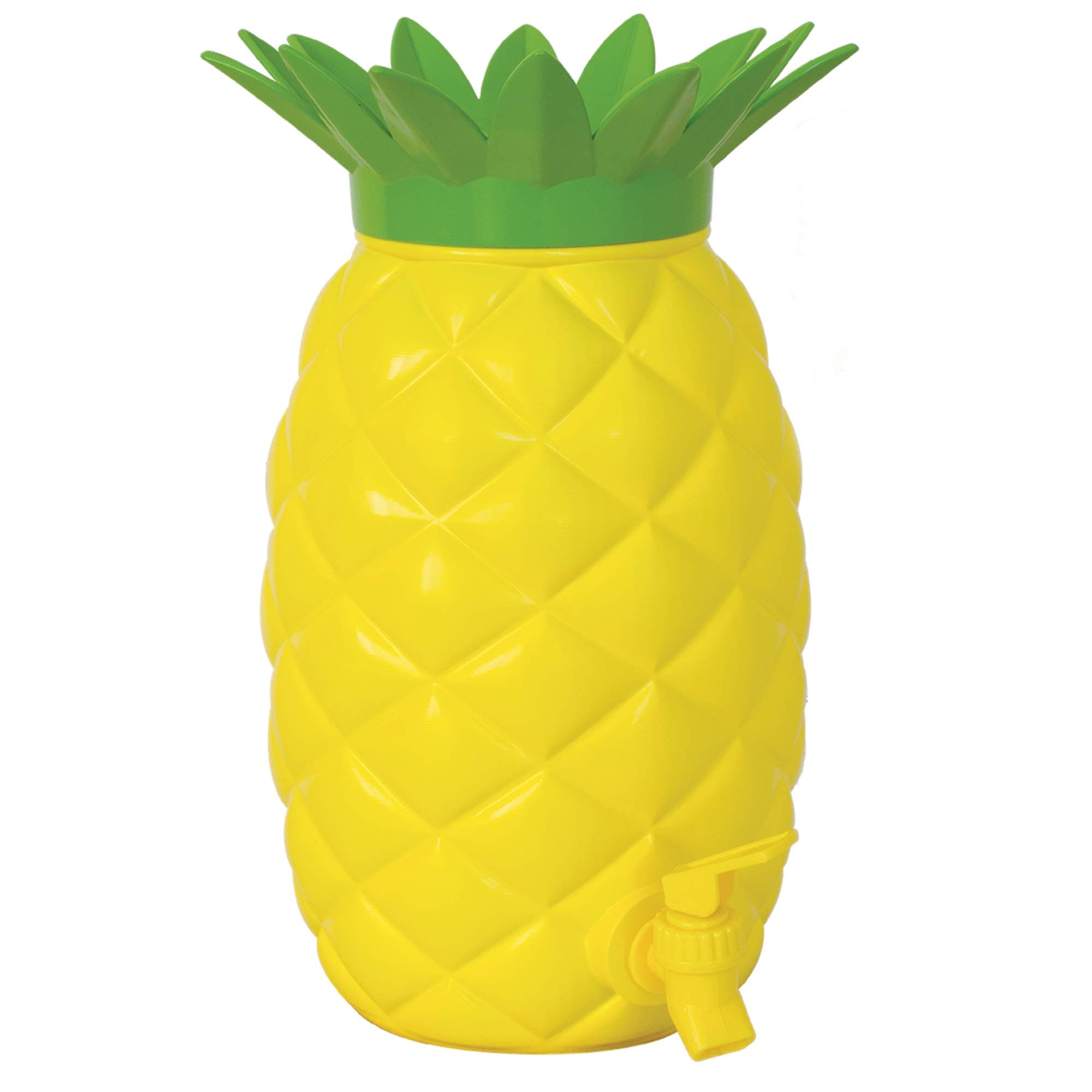 Island Genius Plastic Pineapple Drink Dispenser, Hawaiian Luau Tropical Party Supplies Decoration